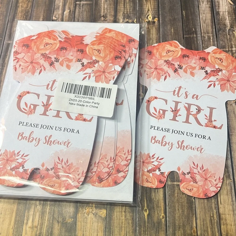 5for$10 Floral Baby Shower Party Invitations & Envelopes 20Ct It's a Girl Cards